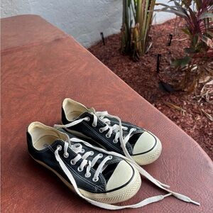 Black Canvas Sneakers with White Accents